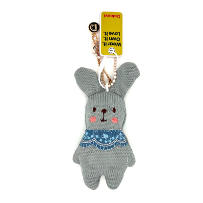 Gray Knitted Bunny Charm