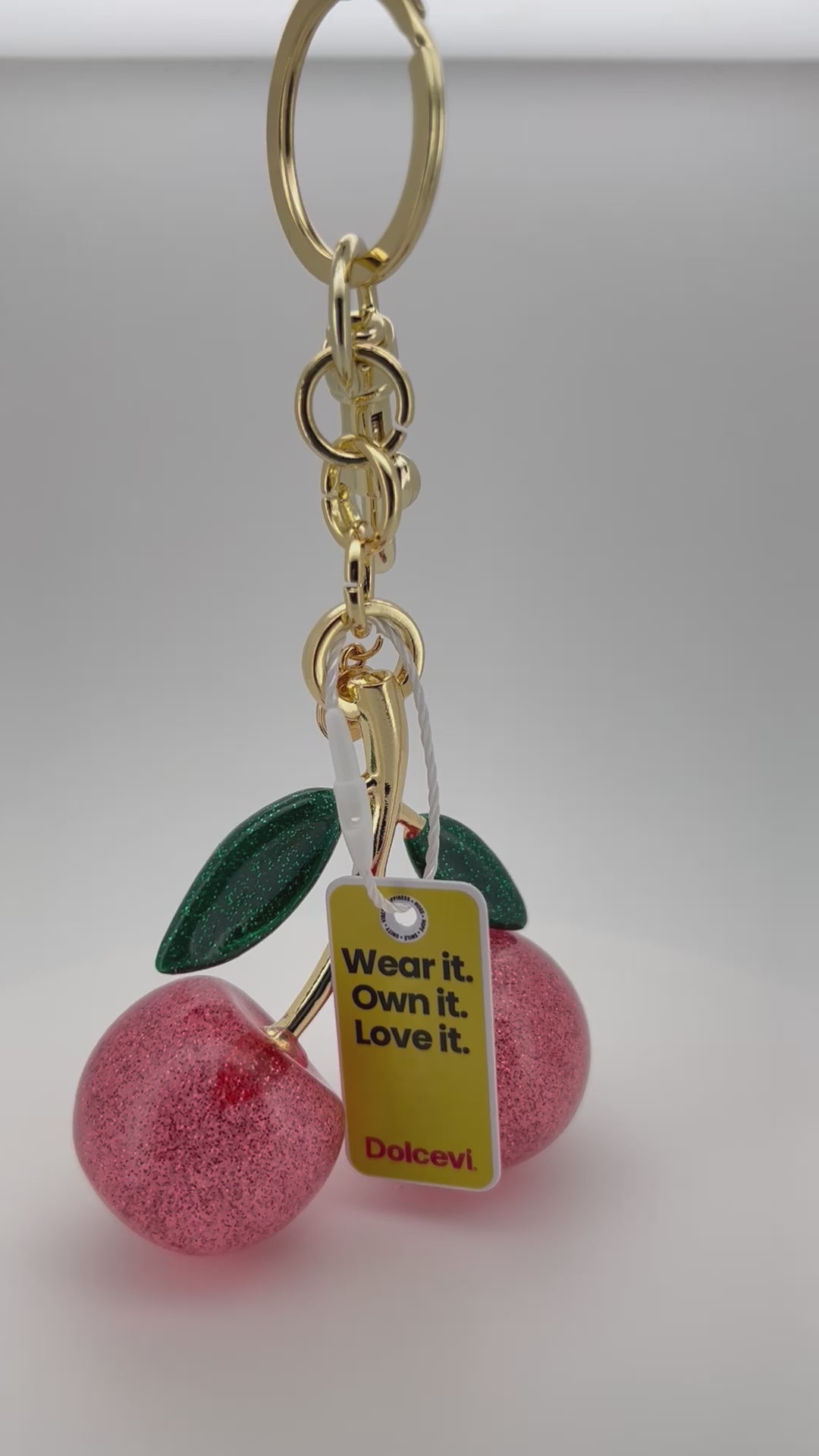 Glitter Pink Cherry Charm