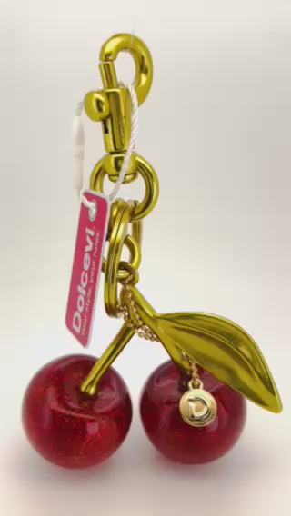 Golden Red Cherry Charm