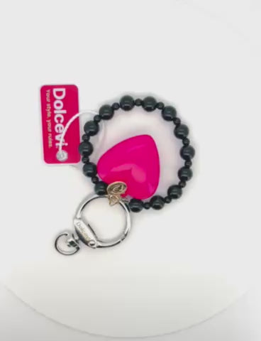 Bold Pink Heart Beaded Charm