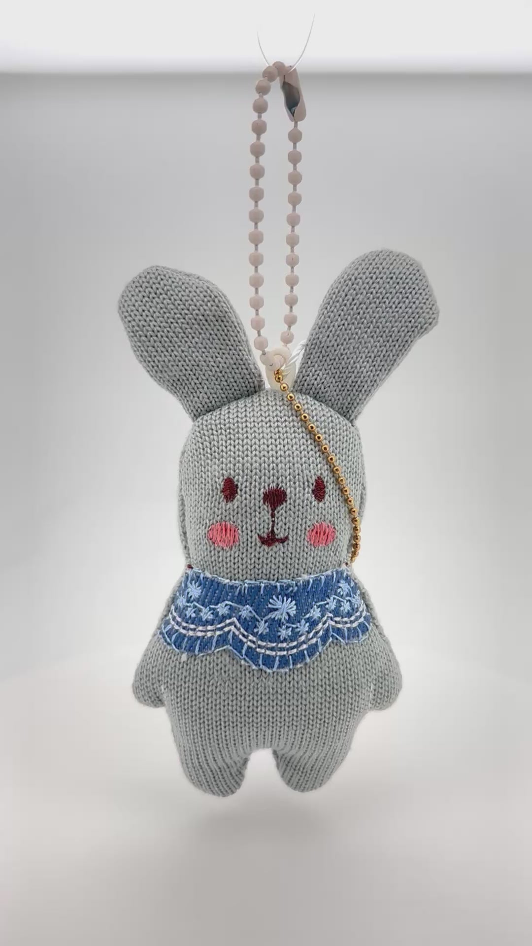 Gray Knitted Bunny Charm