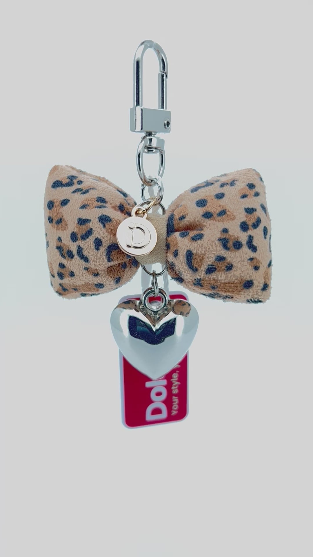 Leopard Bow Heart Charm